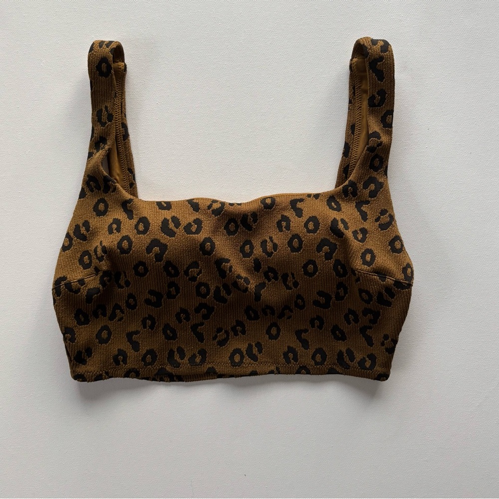 Aerie Scoop Cheetah Print Padded Bikini Top Size Small